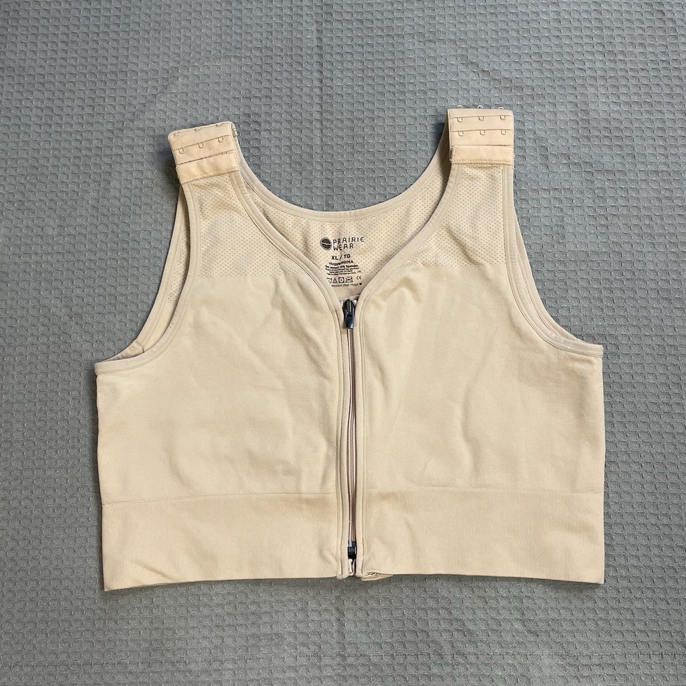 Prairie Wear Hugger Prima Front Close Bra XL Tan Beige Post-Surgical Compression